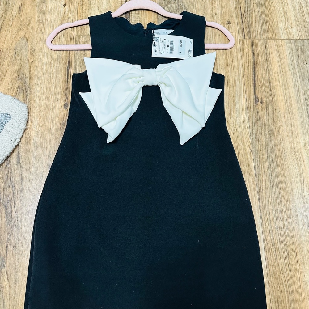 Zara Black Dress with White Bow